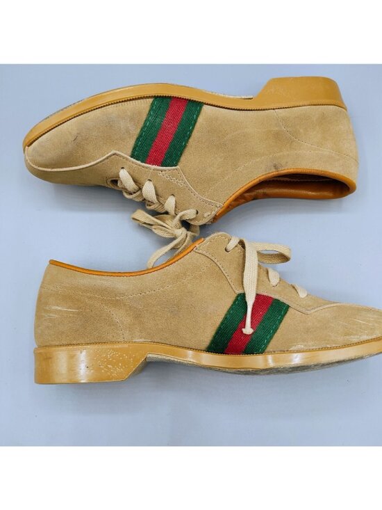 Vintage 1960s/1970s Charles F. Clark Beige Red & Green Striped Bowling Shoes (6) main image 15